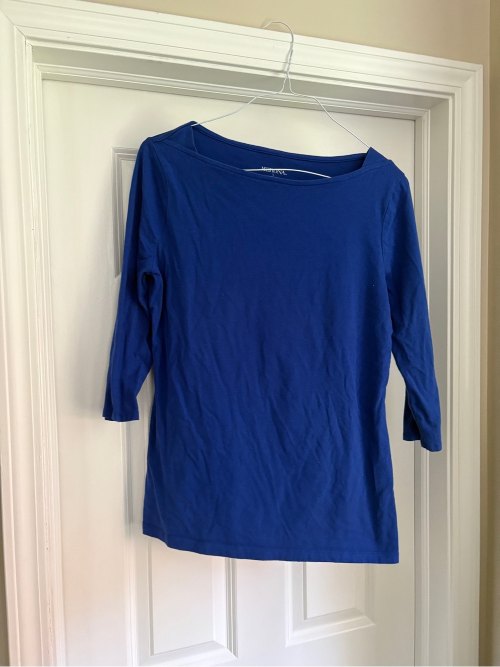 Merona Boatneck Quarter Sleeve Cotton Top Women’s Large Preppy Coastal